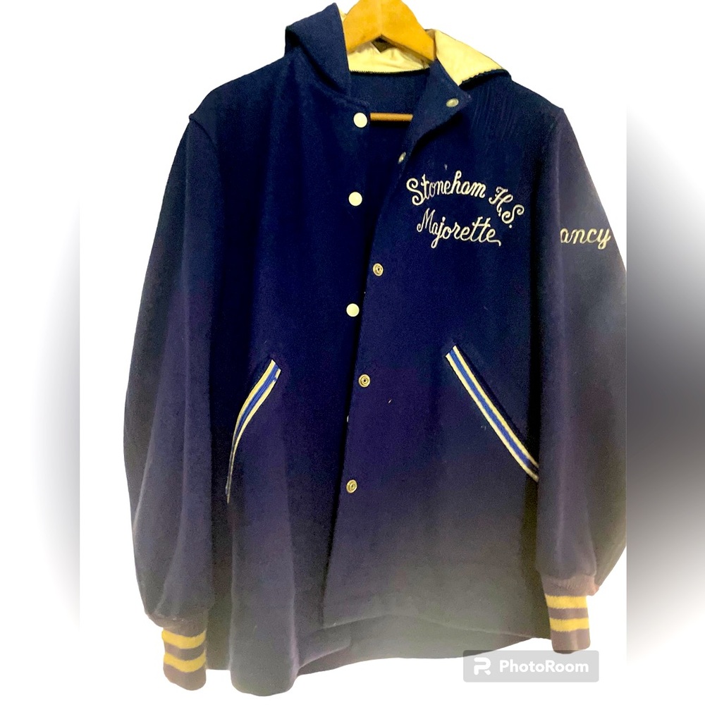 Gorgeous navy blue vintage letterman jacket